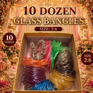 Colorful Glass Bangle Set - Multicolor (Size 2.6)